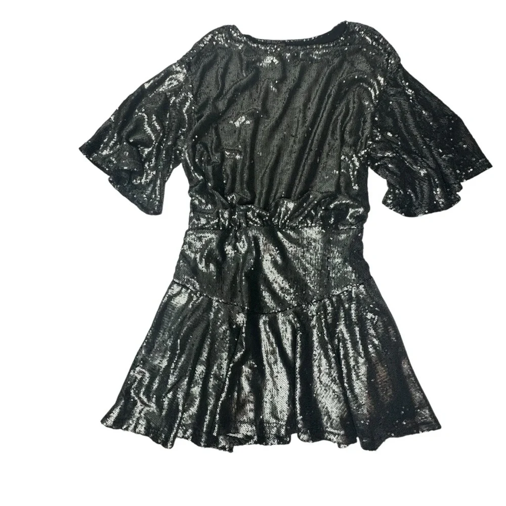 NWOT Free People Munuka Gun Metal Gray Sequin Mini Dress S - Picture 6 of 14